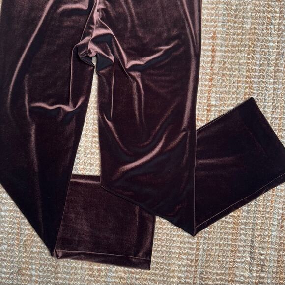 Krazy Larry Long Elegant Brown Velvet Pull-on Pants Women’s Size 12 - Picture 6 of 9